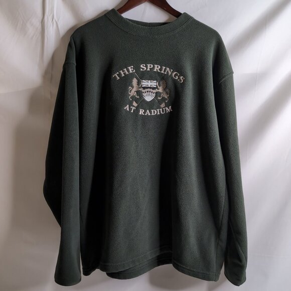 Second Skin Men's Dark Green Vintage Fleece Pullover Crewneck, Size XL - Picture 1 of 8